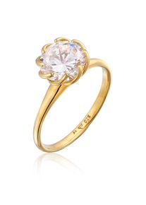 Silberring Elli "Ring Zirkonia Verlobung Solit&auml;r Bl&uuml;te 925 Silber" Gr. 58, gold, Fingerringe, Damen, 58, Silber 925 (Sterlingsilber), Silberring