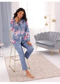 w&auml;schepur Schlafanzug W&Auml;SCHEPUR, Damen, Gr. 44/46, blau (taubenblau), 83% Polyester, 17% Baumwolle, Homewear-Sets Schlafanzug