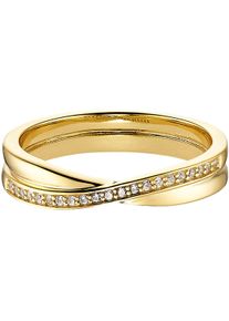 Fingerring Bruno Banani "Schmuck Geschenk Silber 925" Gr. 56, gold (gelbgoldfarben, kristallwei&szlig;), Fingerringe, Damen, 56, Silber 925 (Sterlingsilber), 4mm, Fingerring, Exklusiv bei uns - mit Zirkonia (synth.)