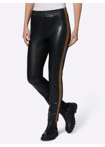 Lederimitathose Heine, Damen, Gr. 46, Normalgr&ouml;&szlig;en, schwarz, 100% Polyester, Besatz:95% Polyester, 5% Elasthan, R&uuml;ckseite:5% Elasthan, 25% Polyamid, 70% Viskose, unifarben, Hosen Lederimitathose