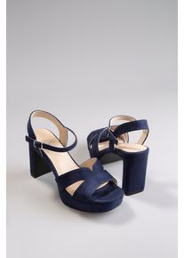 High-Heel-Sandalette ANISTON SHOES, Damen, Gr. 36, blau (dunkelblau), Textil, Schuhe High-Heel-Sandalette, Sommerschuh, Abendsandale, Plateau - NEUE KOLLEKTION