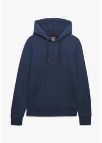 Kapuzensweatshirt Superdry "ATHLETIC EMBOSS RELAXED HOOD", Herren, Gr. L, french navy, angeraute Sweatware, Obermaterial: 100% Baumwolle, unifarben, relaxed fit normal, Rundhals, Sweatshirts Kapuzensweatshirt