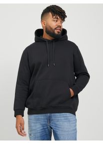 Jack & Jones PlusSize Kapuzensweatshirt "JJEBRADLEY SWEAT HOOD NOOS PLS", Herren, Gr. 3XL, schwarz, angeraute Sweatware, Obermaterial: 61% Polyester, 39% Baumwolle, JACK & JONES PLUSSIZE, unifarben, loose fit normal, Rundhals, Rippb&uuml;ndchen, Sweatshirts Kapuzensweatshirt, mit Rippb&uuml;ndchen
