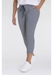 Schlupfchinohose KjBRAND "Susie XS", Damen, Gr. 46, N-Gr, blau (blau, wei&szlig;), Web, Obermaterial: 80% Polyamid, 20% Elasthan, gemustert, ca. Mitte Wade, Hosen Schlupfchinohose