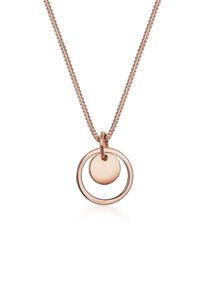 Kette mit Anh&auml;nger Elli "Halskette Anh&auml;nger Rund mit Kreisen 925 Silber" Gr. 45, rosa (rosegold), Halsketten, Damen, 45, ohne Stein, Silber 925 (Sterlingsilber), Kette mit Anh&auml;nger
