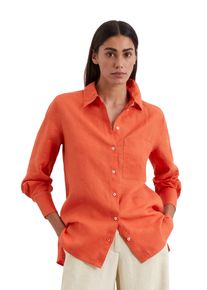 Marc O'Polo Langarmbluse MARC O'POLO, Damen, Gr. 32, rot (burnt rot), Web, Obermaterial: 100% Leinen, regular fit, 1-Knopf-Manschette, Blusen Langarmbluse