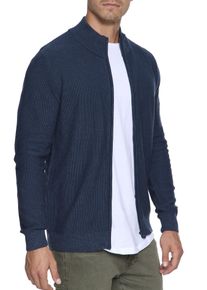 Strickjacke INDICODE "Marland", Herren, Gr. XL, blau (navy), Strick, Obermaterial: 100% Baumwolle, unifarben, normal, hoch geschlossener Ausschnitt, Strickjacken Strickjacke