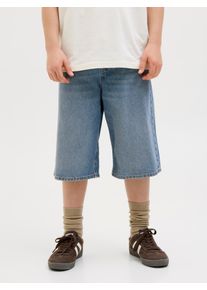 Jack & Jones Shorts JACK & JONES JUNIOR "JJIRON bietet Komfort und ist einfach kombinierbar", Jungen, Gr. 128, N-Gr, blau (blau denim), Web, Obermaterial: 100% Baumwolle, unifarben, relaxed fit kniebedeckend, Hosen Shorts, unifarben, modisch, relaxed fit, Web