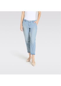 Slim-fit-Jeans MAC "CHINO turn up", Damen, Gr. 38, N-Gr, blau (authentic surf blau), Denim/Jeans, Obermaterial: 98% Baumwolle, 2% Elasthan, unifarben, slim fit kn&ouml;chelfrei, Jeans Slim-fit-Jeans, im Five-Pocket Style