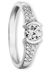 Goldring ONE ELEMENT "Zirkonia Ring aus 333 Wei&szlig;gold" Gr. 57, silber, Fingerringe, Damen, 57,mit Zirkonia, Wei&szlig;gold 333, Goldring