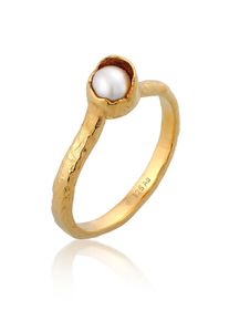 Perlenring HAZE & GLORY "Ring Stapelring S&uuml;sswasserperle - Mutiara 925 Silber" Gr. 52, gold, Fingerringe, Damen, 52, ohne Stein, Silber 925 (Sterlingsilber), 6mm, Perlenring