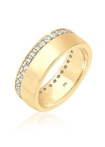Silberring Elli "Ring Bandring Funkelnd 925 Silber, mit Kristallen von Swarovski" Gr. 56, gold, Fingerringe, Damen, 56, Silber 925 (Sterlingsilber), Silberring