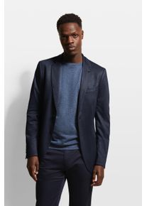 Sakko Bugatti, Herren, Gr. 50, blau (marine), 67% Polyester, 28% Viskose, 5% Elasthan, Glencheckmuster, slim fit, Manschette, Sakkos Sakko, mit Elasthananteil