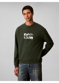 Sweatshirt Calvin Klein "LS EU 350TERRY CALVIN BOLD GRAPH", Herren, Gr. S, gr&uuml;n (sycamore), Sweatware, Obermaterial: 100% Baumwolle, unifarben, regular fit normal, Rundhals, eingesetzt B&uuml;ndchen, Sweatshirts Sweatshirt, Rundhalsausschnitt, regular fit