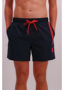 JOOP! Badeshorts JOOP JEANS "Iconic", Herren, Gr. S, N-Gr, blau (schwarz sapphire), Web, Obermaterial: 100% Polyester, Badehosen Badeshorts, seitliche Eingrifftaschen