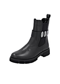 Chelseaboots Remonte, Damen, Gr. 37, schwarz, Elastischer Einsatz, Leder, unifarben, Schuhe Chelseaboots, Boots, Stiefelette, Profilsohle, Stretcheinsatz und Rei&szlig;verschluss