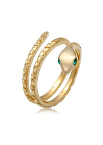Silberring Elli "Ring Pinky Schlange Statement 925 Silber" Gr. 48, gold, Fingerringe, Damen, 48, Silber 925 (Sterlingsilber), Silberring
