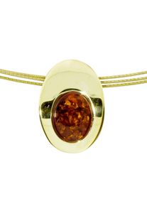 Kette mit Anh&auml;nger OSTSEE-SCHMUCK "- Gleiter-Rabea 16 x 11 mm - Silber 925/000, vergoldet - Bernstein" Gr. 45, gold (goldfarben, gelb), Schmuck_Sets, Damen, 45, Silber 925 (Sterlingsilber), Kette mit Anh&auml;nger