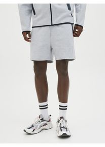 Jack & Jones Relaxshorts JACK & JONES "JPSTGORDON FUSION SWEAT SHORTS SRT SN", Herren, Gr. XS, N-Gr, grau (light grau melange), Web, Obermaterial: 58% Polyester, 42% Baumwolle, meliert, regular fit knielang, Hosen Relaxshorts