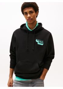 Kapuzensweatshirt Tommy Jeans "TJM STACK BACK LOGO HOODIE EXT", Herren, Gr. XXL, schwarz, Sweatware, Obermaterial: 100% Baumwolle, unifarben, regular fit normal, Rundhals, eingesetzt B&uuml;ndchen, Sweatshirts Kapuzensweatshirt, Mit Rundhalsausschnitt