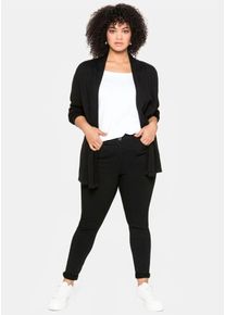 Strickjacke sheego, Damen, Gr. 40/42, schwarz, 100% Baumwolle, unifarben, Strickjacken Strickjacke