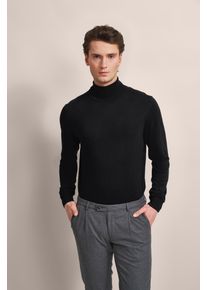 Rollkragenpullover Bugatti, Herren, Gr. XL, schwarz, 100% Wolle, unifarben, regular fit, ohne Ausschnitt, Rippb&uuml;ndchen, Pullover Rollkragenpullover, aus 100 % Merinowolle
