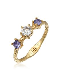 Silberring HAZE & GLORY "Ring Topas Lolite Edelstein Klassik 375 Gelbgold" Gr. 56, gold, Fingerringe, Damen, 56, Gelbgold 375, Silberring