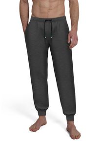 Pyjamahose Bugatti "Bologna", Herren, Gr. 60/62, N-Gr, grau (grau, dunkel, melange), Obermaterial: 51% Polyester, 46% Baumwolle, 3% Elasthan, lang, Hosen Pyjamahose, mit Seitentaschen, niedriger Bund, bequem, elastisch, Materialmix