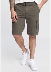 H.I.S. Bermudas H.I.S, Herren, Gr. 33, N-Gr, gr&uuml;n (khaki), Web, Obermaterial: 98% Baumwolle, 2% Elasthan, unifarben, normal knieumspielend, Hosen Bermudas, Topseller