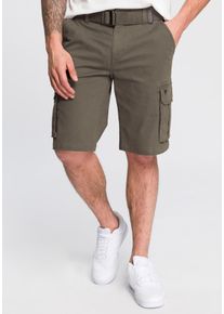 H.I.S. Bermudas H.I.S, Herren, Gr. 38, N-Gr, gr&uuml;n (khaki), Web, Obermaterial: 98% Baumwolle, 2% Elasthan, unifarben, normal knieumspielend, Hosen Bermudas, Topseller