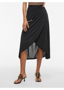 Wickelrock Vila "VIMODALA HW WRAP SKIRT - NOOS", Damen, Gr. S (36), schwarz, Jersey, Obermaterial: 70% Modal, 30% Polyester, unifarben, wadenlang, R&ouml;cke Wickelrock