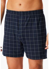 Boxershorts Schiesser "Fine Interlock", Herren, Gr. 7, blau (804, blau), Interlock, Obermaterial: 100% Baumwolle, Unterhosen Boxershorts, elastischer Bund, kariert, Baumwolle, weich
