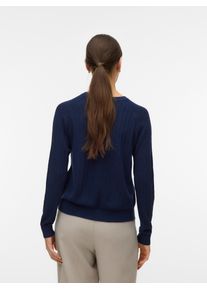 V&eacute;ro Moda Strickpullover VERO MODA "VMNEWLEX POINTELLE LS O-N PULLOVER NOOS", Damen, Gr. S, navy blazer, Strick, Obermaterial: 50% Viskose, 25% Baumwolle, 25% Polyacryl, unifarben, regular fit normal, Rundhals, Strickb&uuml;ndchen, Pullover Strickpullover