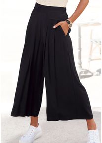 Culotte Lascana, Damen, Gr. 46, N-Gr, schwarz, Web, Obermaterial: 100% Viskose, unifarben, figurumspielend 7/8-L&auml;nge, Hosen Culotte, mit Taschen weites Bein, luftige Viskose, sommerlich, modisch, Topseller