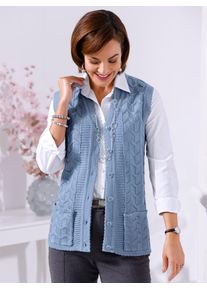 Strickweste CLASSIC, Damen, Gr. 42, blau (bleu), 100% Polyacryl, unifarben, Westen Strickweste