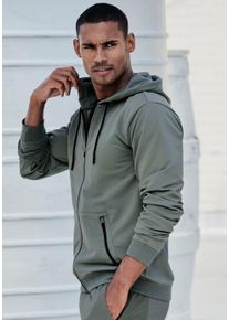 Kapuzensweatjacke Le Jogger, Herren, Gr. S (44/46), gr&uuml;n, Obermaterial: 50% Polyester, 45% Baumwolle, 5% Elasthan, bedruckt, unifarben, k&ouml;rpernah normal, Rippb&uuml;ndchen, Sweatjacken Kapuzensweatjacke, mit seitlichen Rei&szlig;verschlusstaschen, Topseller
