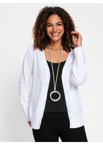 Strickjacke Casual Looks, Damen, Gr. 46, beige (ecru), 100% Baumwolle, unifarben, Strickjacken Strickjacke