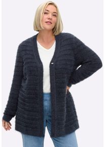 Cardigan sheego, Damen, Gr. 44/46, tiefblau, 70% Polyamid, 30% Polyacryl, unifarben, Strickjacken Cardigan