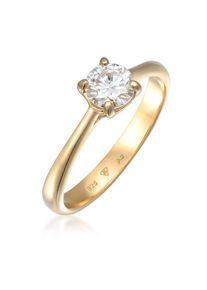 Silberring Elli Premium "Ring Moissanite Solit&auml;r Verlobungsring 925 Silber" Gr. 52, gold, Fingerringe, Damen, 52, Silber 925 (Sterlingsilber), Silberring