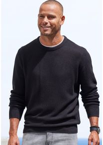 Strickpullover John Devin, Herren, Gr. M (48/50), schwarz, Strick, Obermaterial: 50% Baumwolle, 50% Polyacryl, unifarben, regular fit normal, Rundhals, Strickb&uuml;ndchen, Pullover Strickpullover, Pullover in modischer Strickstruktur, Topseller