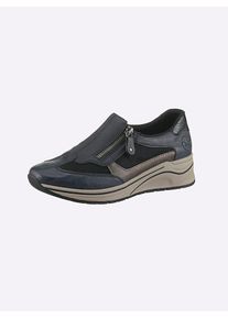 Slipper Rieker, Damen, Gr. 37, blau (jeansblau), Lederimitat, Schuhe Slipper