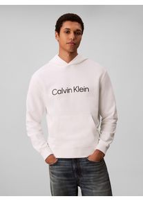 Kapuzensweatshirt Calvin Klein "LS EU STANDARD LOGO 350TERRY PO", Herren, Gr. M, wei&szlig; (hellwei&szlig;), Web, Obermaterial: 100% Baumwolle, unifarben, regular fit normal, Rundhals, eingesetzt B&uuml;ndchen, Sweatshirts Kapuzensweatshirt, Mit Rundhalsausschnitt, regular fit