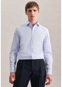 Businesshemd Seidensticker "Schwarze Rose", Herren, Gr. XXL (45), normale &Auml;rmell&auml;ngen, blau, 100% Baumwolle, gestreift, tailored fit, 2-Knopf-Manschette, Hemden Businesshemd, Shaped 1/1 Kentkragen Gestreift