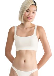 Bustier Sloggi "GO Casual", Damen, Gr. XS, N-Gr, wei&szlig; (silk wei&szlig;), Single Jersey, Obermaterial: 82% Baumwolle, 18% Elasthan, clean, unifarben, BHs Bustier, weiche und atmungsaktive Baumwollqualit&auml;t, Topseller