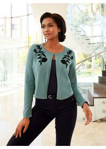Cardigan, Damen, Gr. 44, gr&uuml;n (jade), 50% Viskose, 28% Polyester, 22% Polyamid, unifarben, Strickjacken Cardigan
