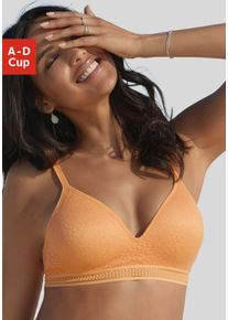 Bralette-BH Lascana "Freya", Damen, Gr. 85, Cup D, orange, Spitze, Obermaterial: 36% Polyamid, 29% Polyester, 27% Baumwolle, 8% Elasthan, BHs Bralette-BH, ohne B&uuml;gel mit eingearbeitetem Push-up Kissen, Dessous