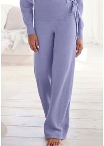 Strickhose Lascana, Damen, Gr. 44/46, N-Gr, lila, Strick, Obermaterial: 52% Polyester, 44% Polyacryl, 4% Elasthan, meliert, unifarben, bequem lang, Hosen Strickhose, mit Rippb&uuml;ndchen, Loungewear
