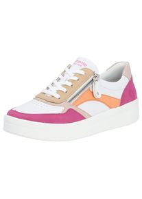 Plateausneaker Remonte, Damen, Gr. 39, pink (wei&szlig;, fuchsia), Leder, Lederimitat, Schuhe Plateausneaker, Freizeitschuh, Halbschuh, Schn&uuml;rschuh in schmaler Form