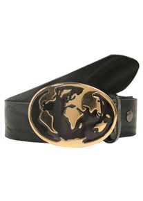 Lederg&uuml;rtel RETTUNGSRING G&Uuml;RTEL, Damen, Gr. 90, schwarz, Leder, unifarben, G&uuml;rtel Lederg&uuml;rtel, mit austauschbarer Schlie&szlig;e &raquo;Welt Schwarz/Gold&laquo;