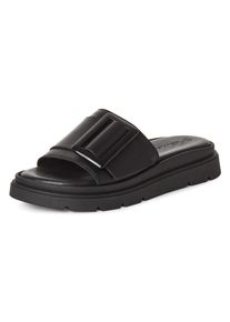 Pantolette Tamaris, Damen, Gr. 41, schwarz, Leder, unifarben, Schuhe Pantolette, Plateau, Sommerschuh mit modischer Zierschnalle